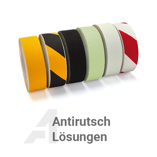 Antirutschlösungen verschiedene Antirutschbänder Rollen nebeneinader